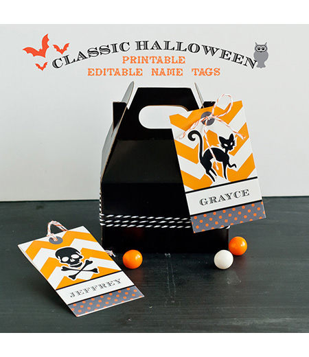 Classic Halloween Design Kit - Printable EDITABLE Name Tags - Instant Download